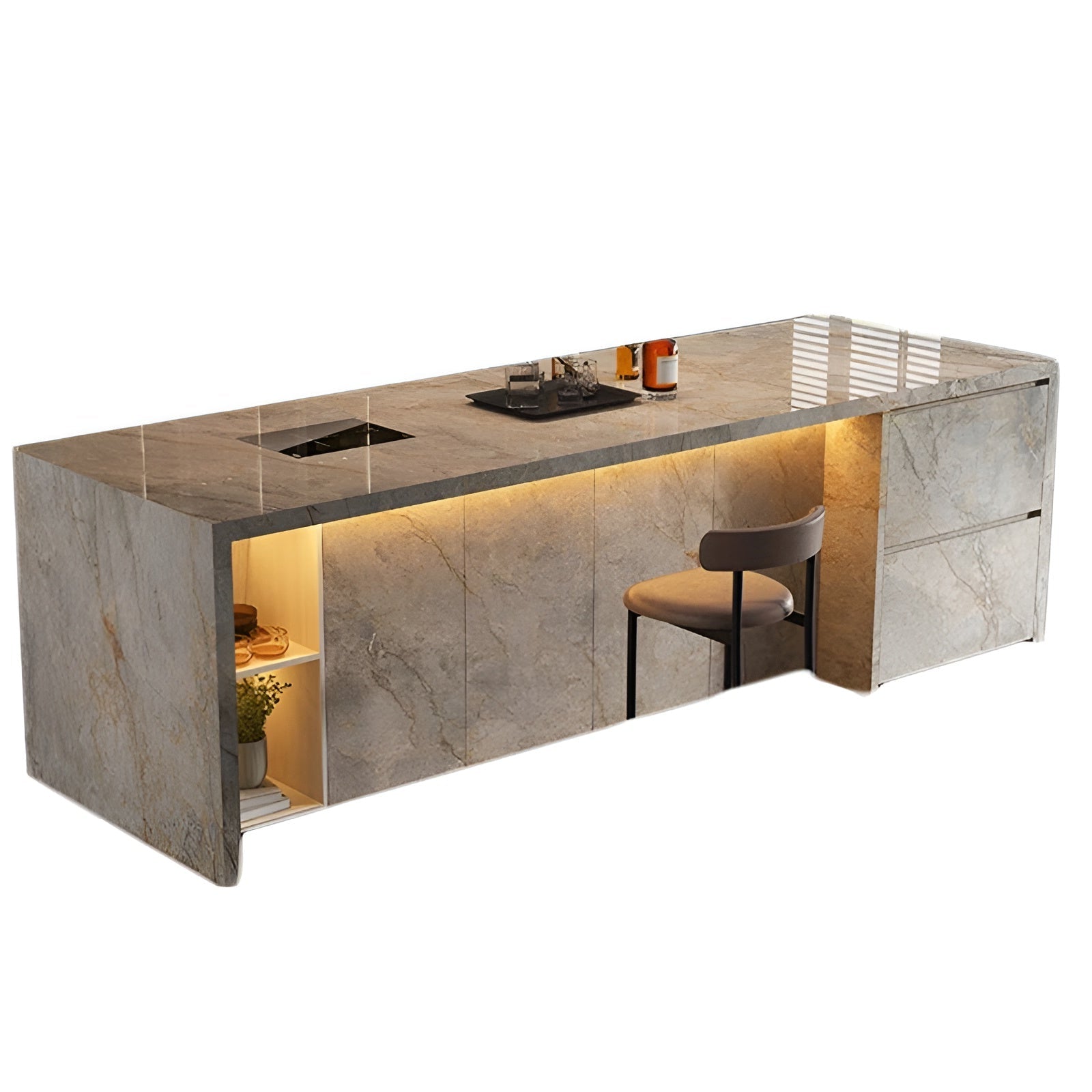LumiStone HaloEdge Indoor Kitchen Island