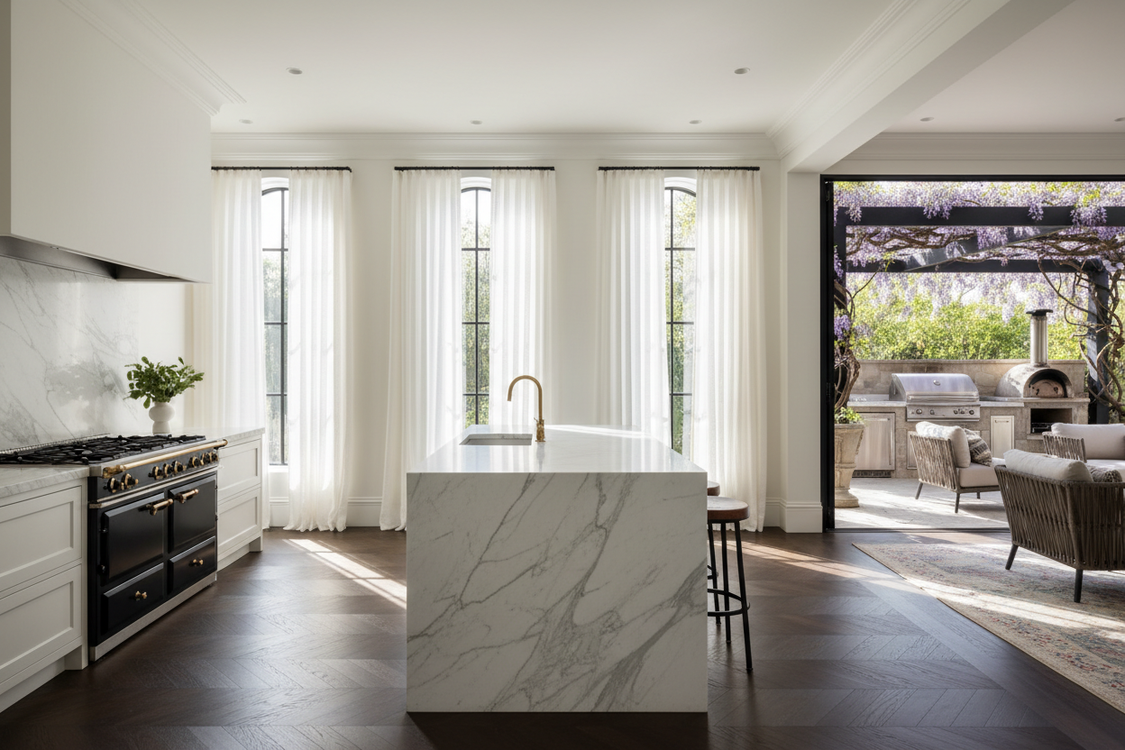 i woiudl liek to have a elegnt 6 range visible as well and more view on the outdoor kitchen as well